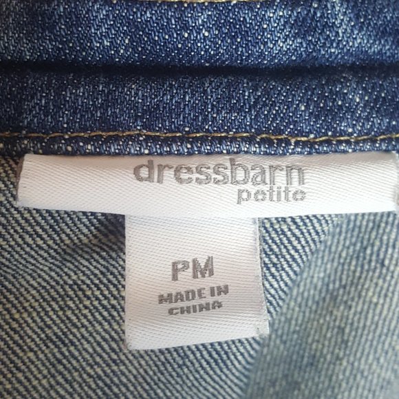 Dressbarn fitted jean jacket rhinestone buttons PM - Picture 5 of 5